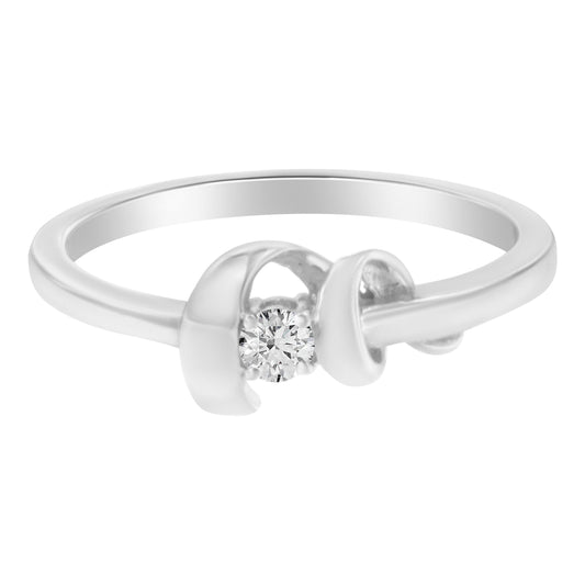 Anillo de promesa de oro blanco de 10K con diamante (1/10 Cttw, color H-I, claridad SI2-I1) - Talla 6