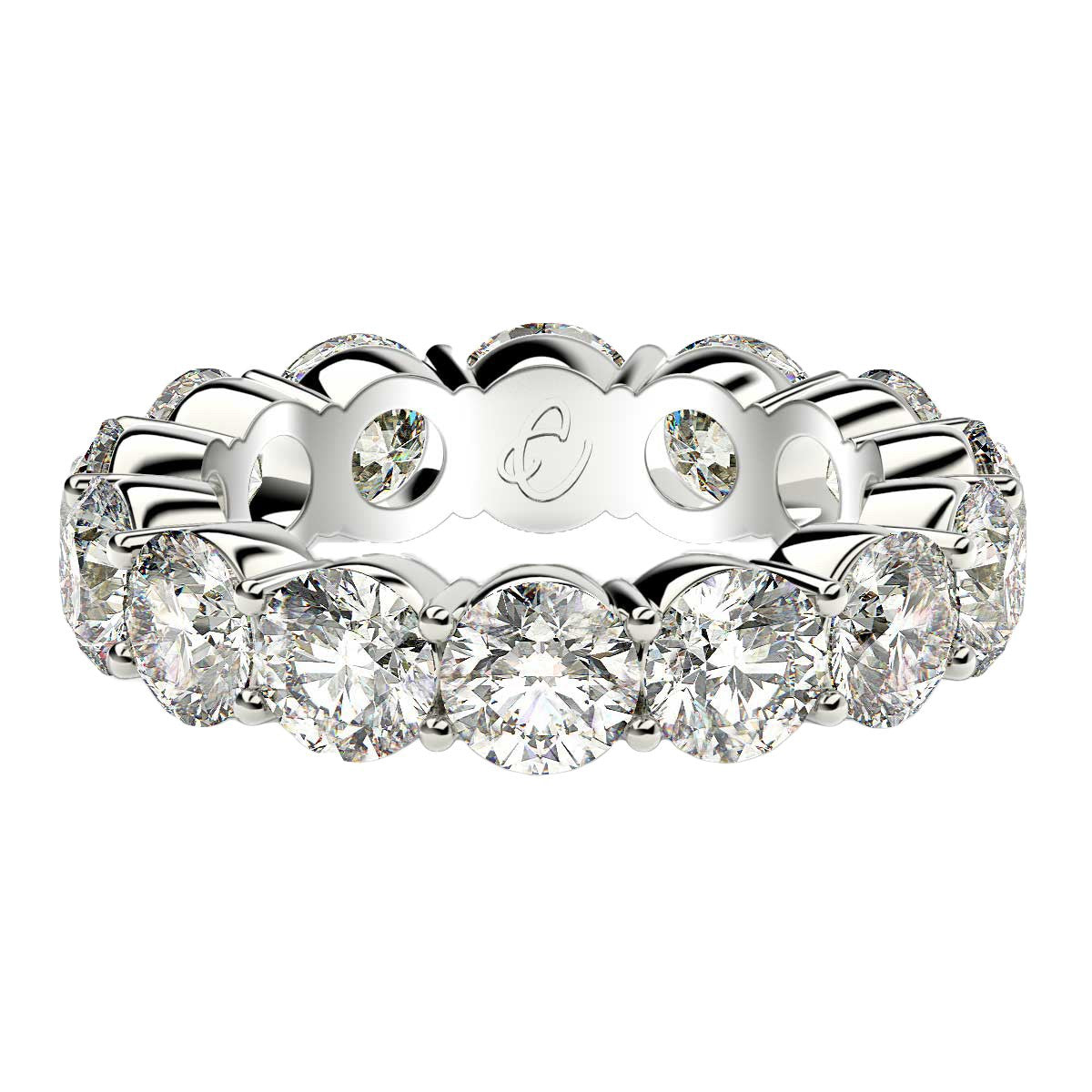 Anillo de eternidad de diamantes redondos cultivados en laboratorio de oro blanco de 14k (6 quilates peso total FG/VS2)