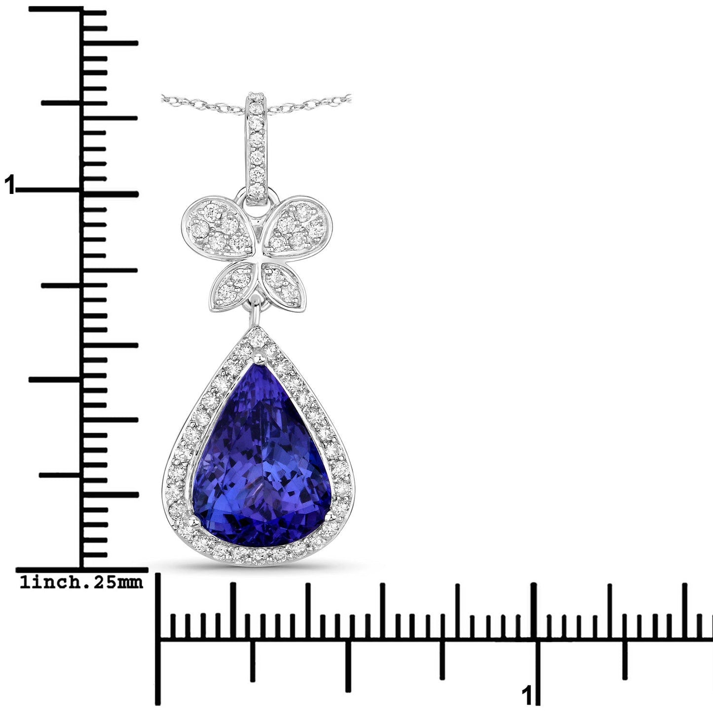 Colgante de oro blanco de 18 quilates con tanzanita auténtica de 5,54 quilates y diamantes blancos