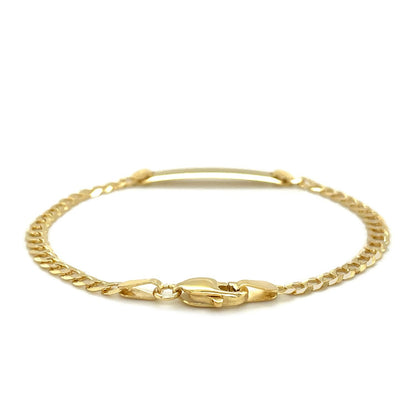 Pulsera de identificación infantil de oro amarillo de 14k estilo eslabón cubano