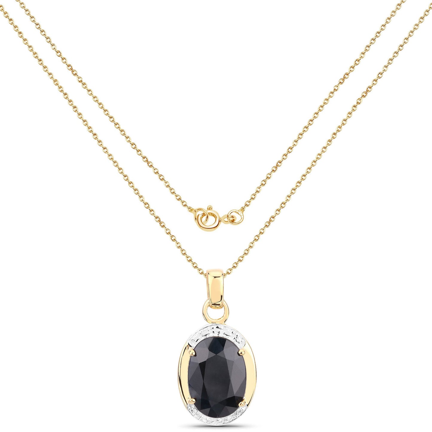 Colgante de plata de ley .925 con zafiro negro auténtico de 7,50 quilates