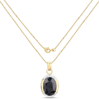 Colgante de plata de ley .925 con zafiro negro auténtico de 7,50 quilates