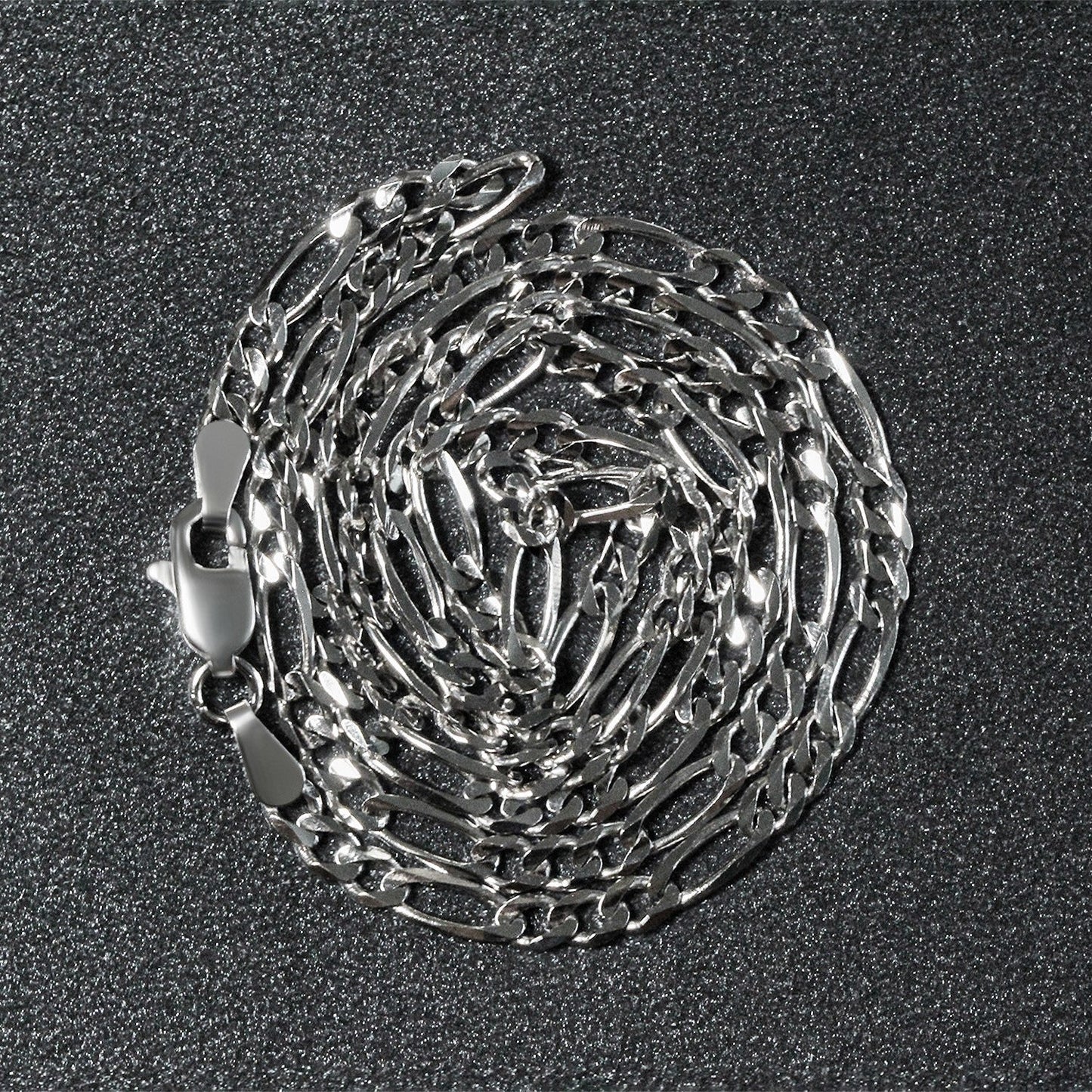 Cadena Fígaro sólida de 3.0mm de oro blanco de 14k