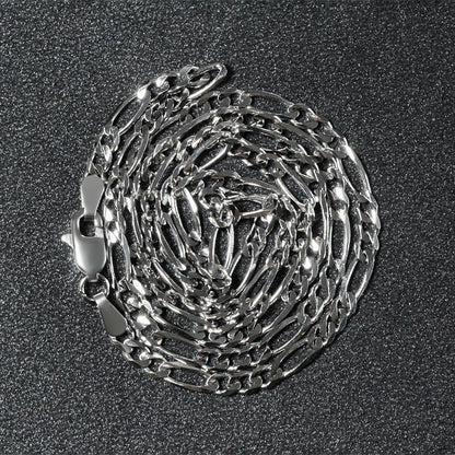 Cadena Fígaro sólida de 3.0mm de oro blanco de 14k