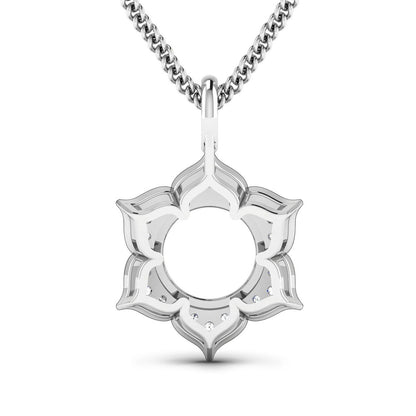 Colgante de oro blanco de 14 quilates con montura semipreciosa, diamante blanco genuino de 0,14 quilates - para gema redonda de 8,00 mm