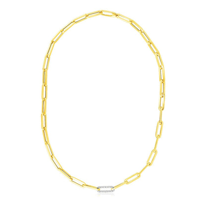Cadena de eslabones de oro amarillo de 14k con uniones de diamantes