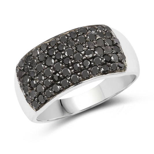 Anillo de plata de ley .925 con diamante negro genuino de 1.21 quilates