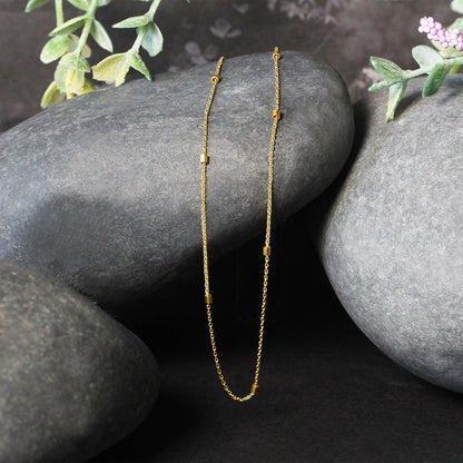 Cadena de eslabones de cuentas en oro amarillo de 14k (1,5 mm)
