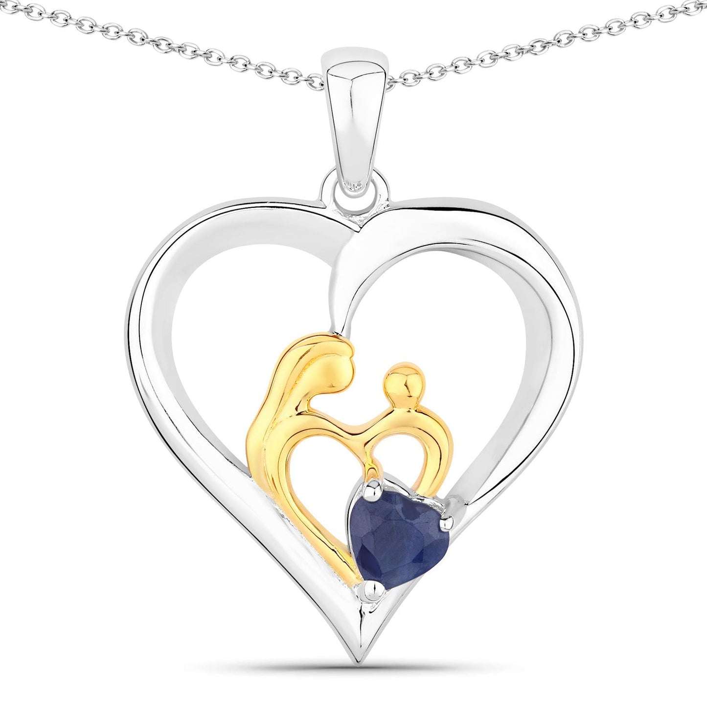 Colgante de plata de ley .925 con zafiro azul genuino de 0,50 quilates