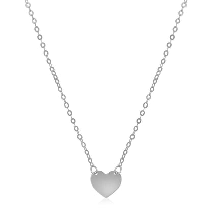 Collar mini corazón pulido de oro blanco de 14k