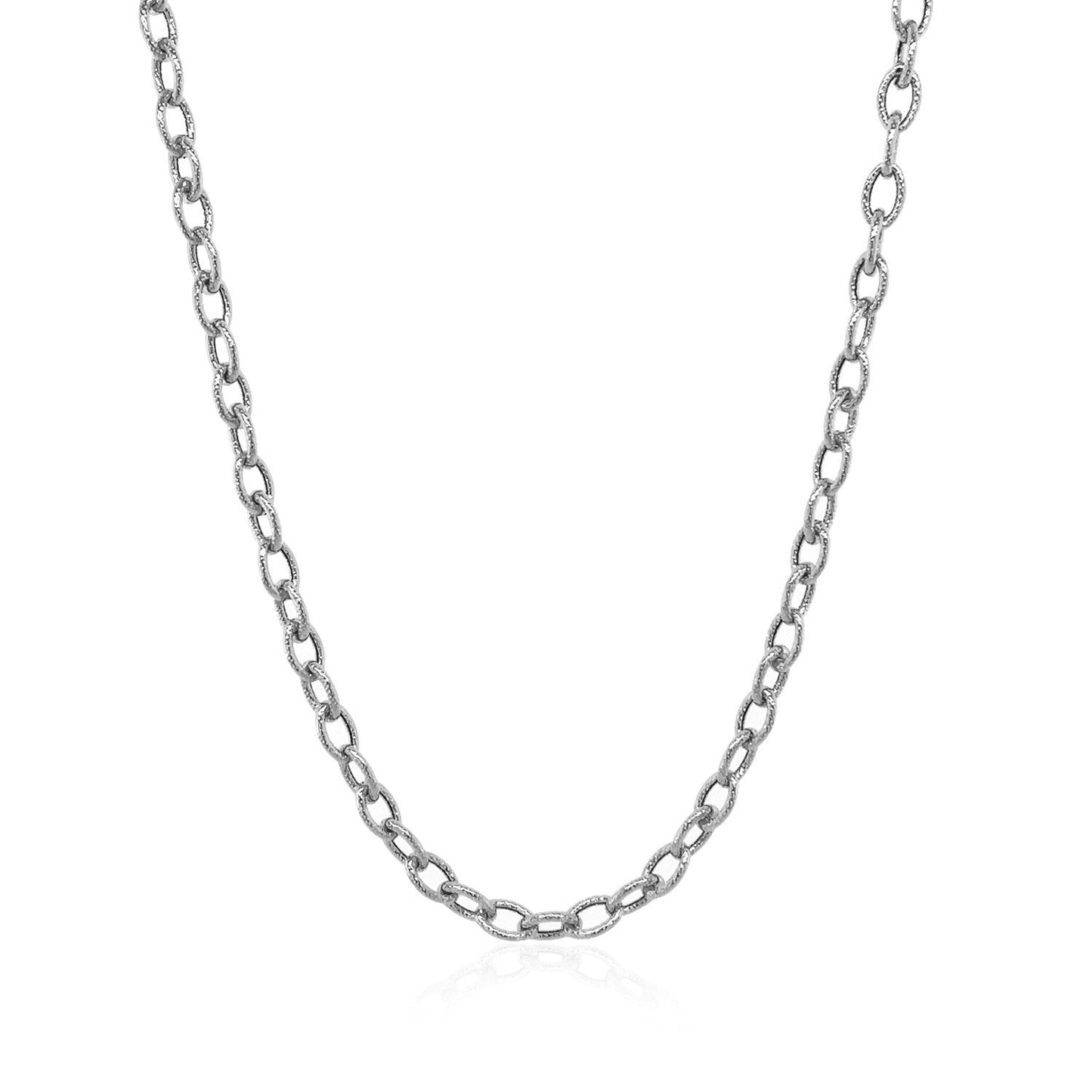 Cadena de oro blanco de 14k de 3,5 mm con eslabones texturizados