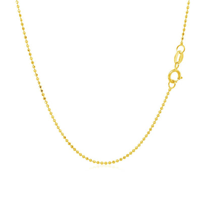 Cadena de oro amarillo de 14k de 1.0mm con cuentas facetadas