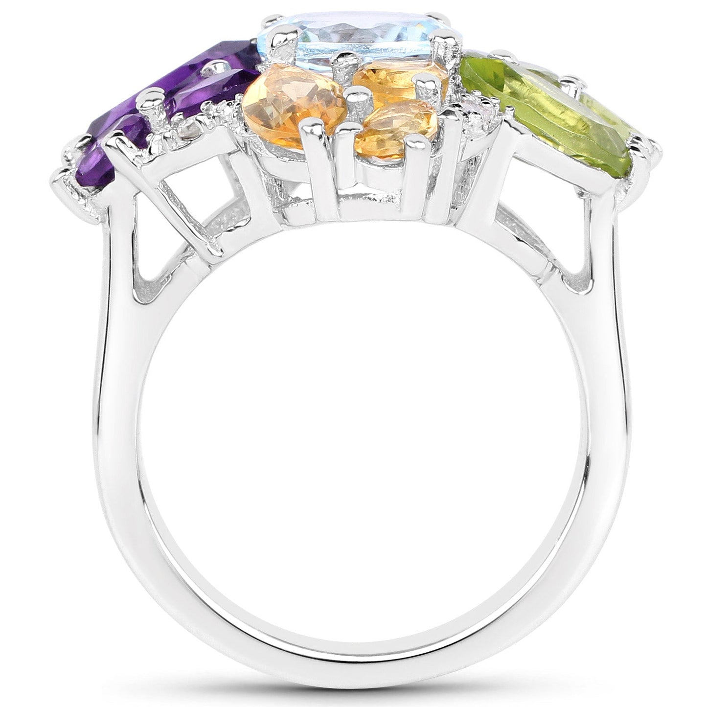 Anillo de plata de ley .925 con varias piedras preciosas de 6.13 quilates