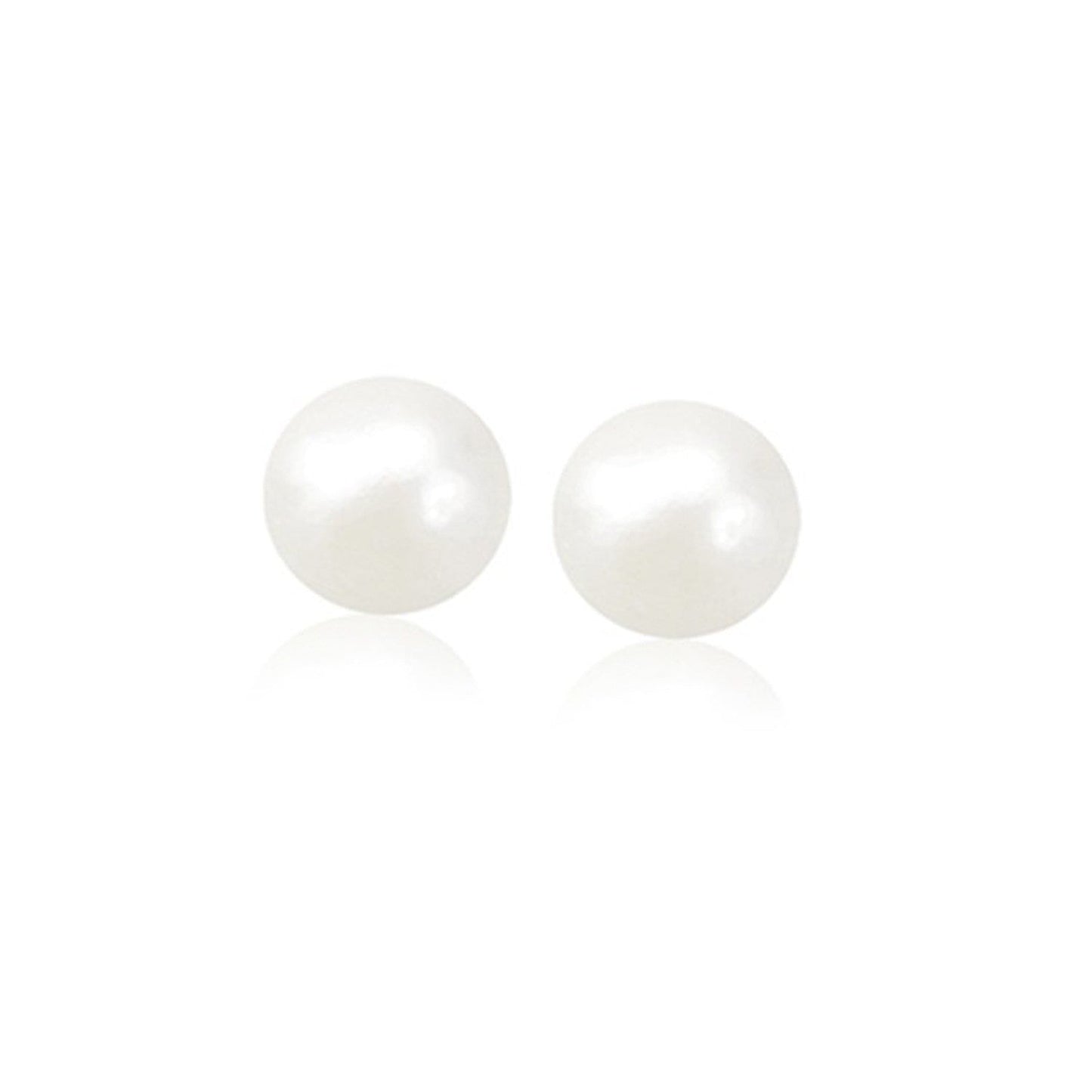 Pendientes de perlas cultivadas de agua dulce blancas de oro amarillo de 14 quilates (8,0 mm)