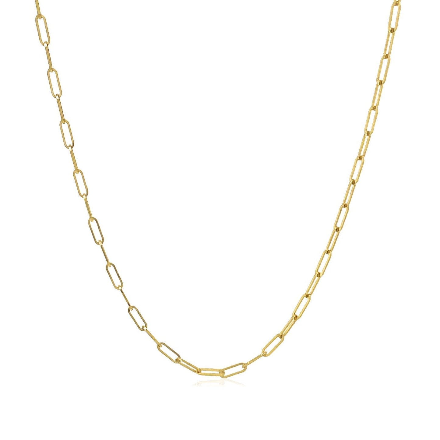 Cadena de eslabones ovalados finos de oro amarillo de 14K (1.5mm)