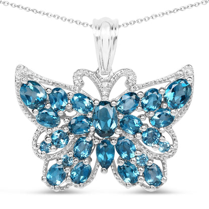 Colgante de plata de ley .925 con topacio azul de Londres de 4,81 quilates genuino