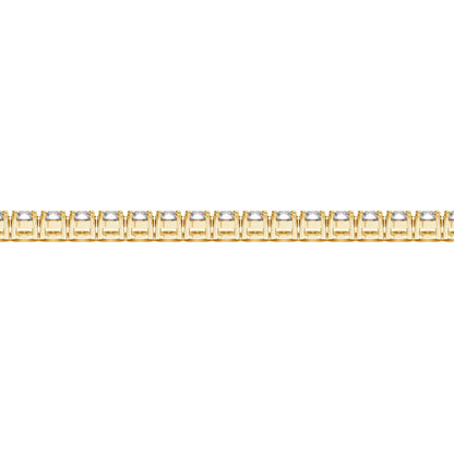 Pulsera de tenis de oro amarillo de 14 quilates con diamantes redondos cultivados en laboratorio (7 qt F/G VS2/SI1)