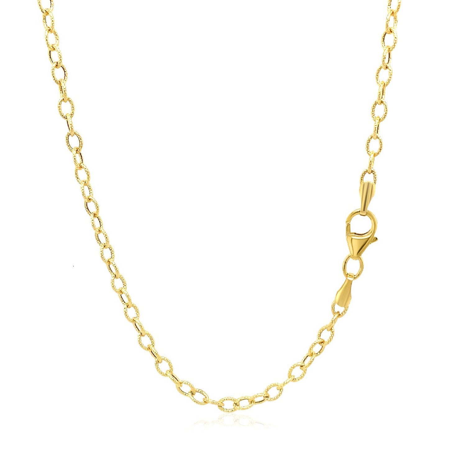 Cadena de oro amarillo de 14k de 2.5 mm con eslabones texturizados