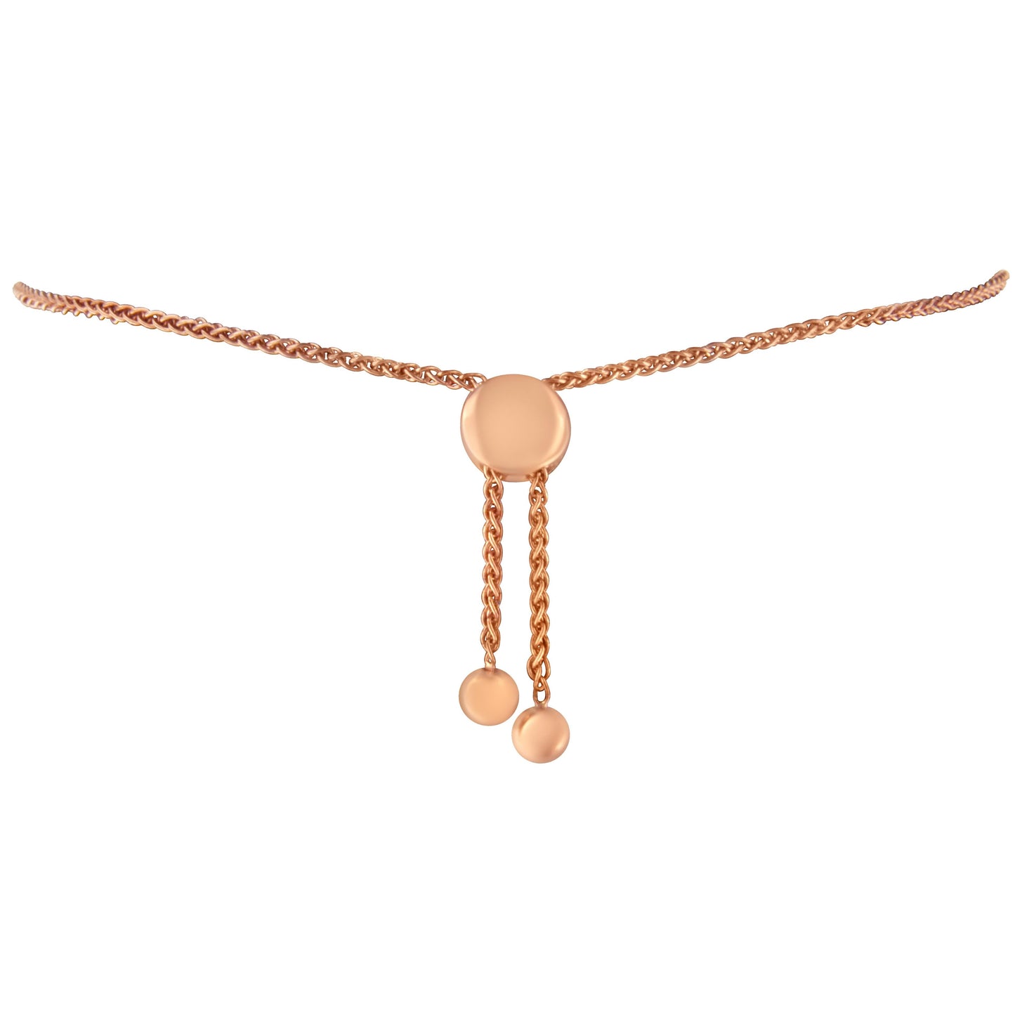 Pulsera ajustable tipo bolo con eslabones de corazón y diamantes redondos de 1/10 Cttw de oro rosa de 10K sobre plata de ley .925 (color H-I, claridad I2-I3) - 6"-9" ajustable