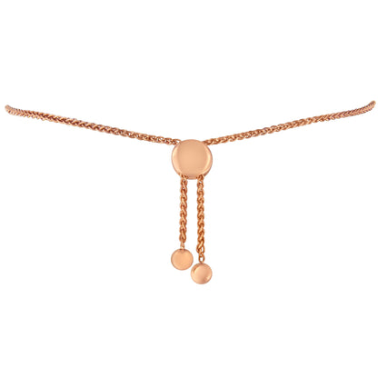 Pulsera ajustable tipo bolo con eslabones de corazón y diamantes redondos de 1/10 Cttw de oro rosa de 10K sobre plata de ley .925 (color H-I, claridad I2-I3) - 6"-9" ajustable
