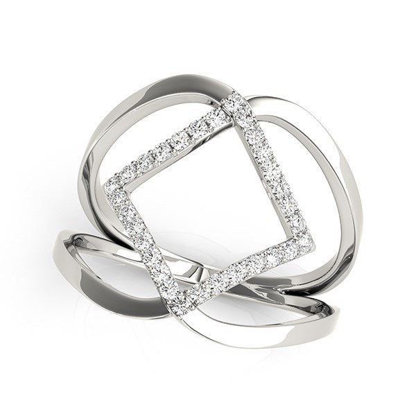 Anillo de diseño entrelazado de oro blanco de 14k con diamante (1/5 qt)