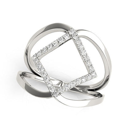 Anillo de diseño entrelazado de oro blanco de 14k con diamante (1/5 qt)
