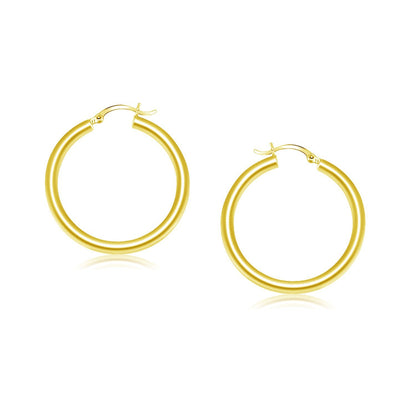 Pendientes de aro pulidos de oro amarillo de 14k (25 mm)