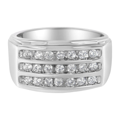 Anillo de banda de oro blanco de 14 quilates con diamantes engastados (1 ct. peso total, color H-I, claridad SI2-I1)