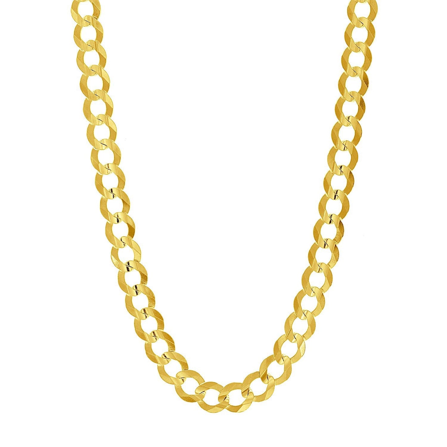 Cadena barbada sólida de oro amarillo de 14k y 8.2mm