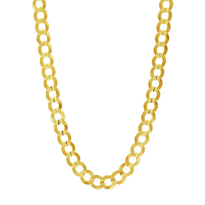 Cadena barbada sólida de oro amarillo de 14k y 8.2mm
