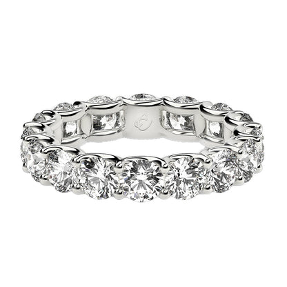 Anillo de eternidad de diamantes redondos cultivados en laboratorio de oro blanco de 14k (4 ct de peso total FG/VS2)