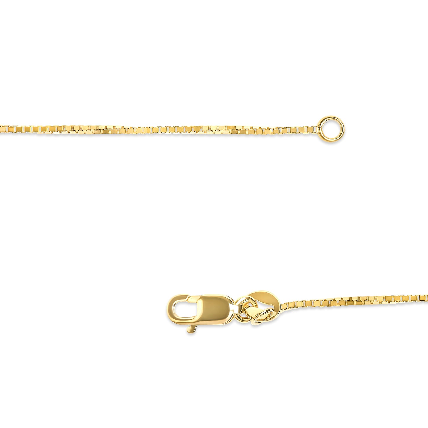 Cadena clásica de eslabones cuadrados de oro amarillo macizo de 14K de 0.75mm. Cadena unisex - Tamaño 16 Pulgadas