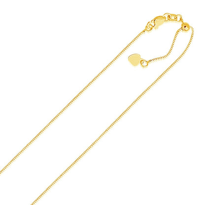 Cadena de caja ajustable de oro amarillo de 14k 0.7mm