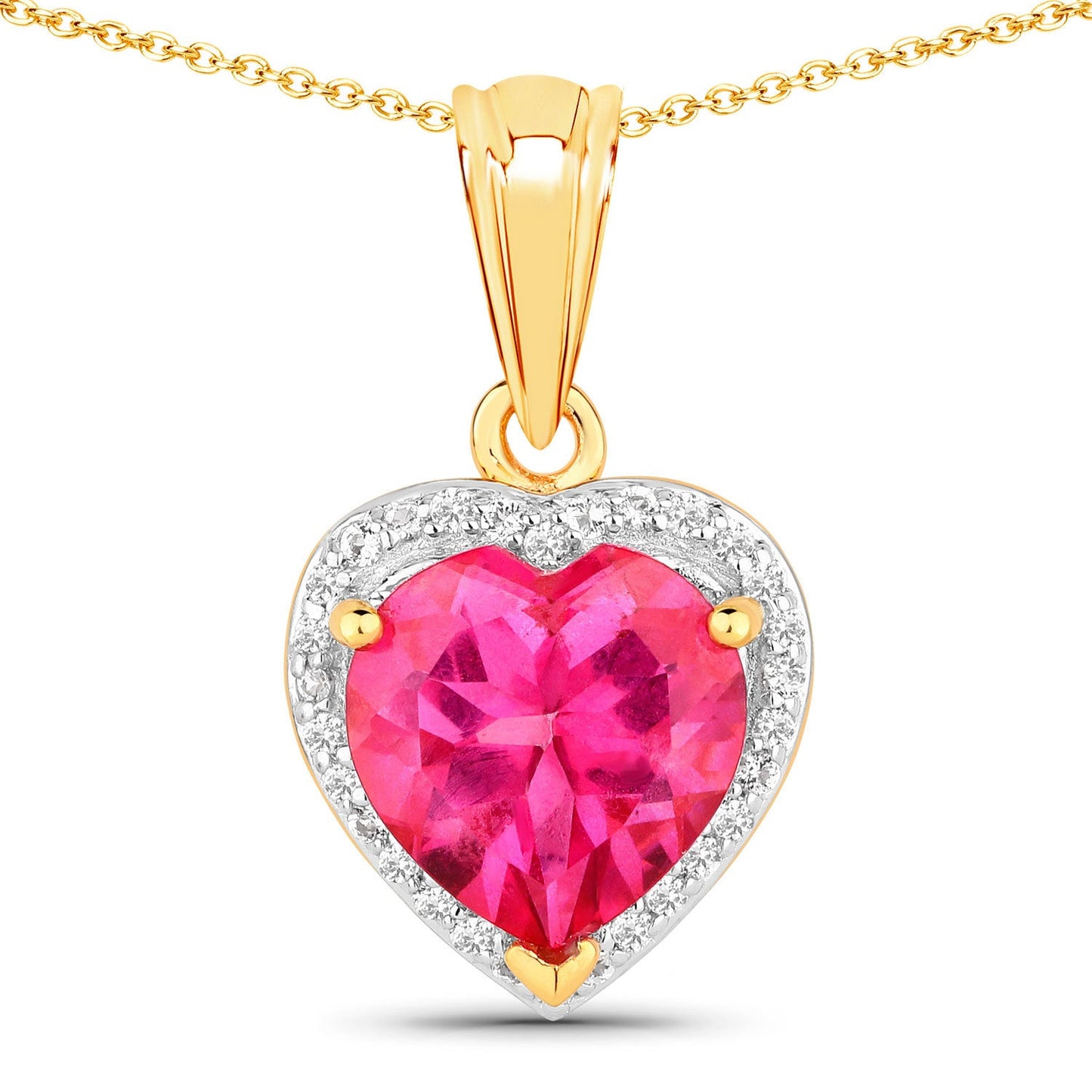 Colgante de plata de ley .925 con topacio rosa genuino de 4.74 quilates y topacio blanco