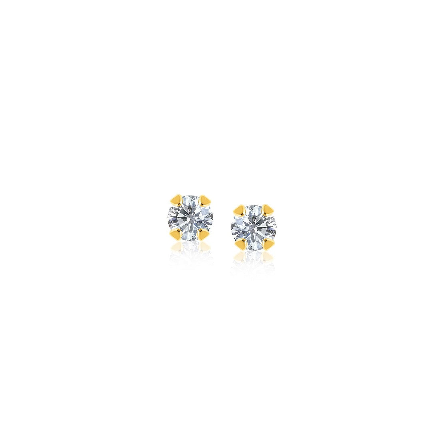 Pendientes de oro amarillo de 14k con circonita cúbica blanca facetada
