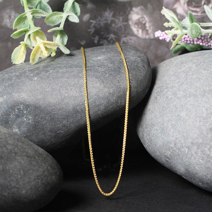 Cadena de trigo redonda de 14k de oro amarillo con corte de diamante 1.0mm