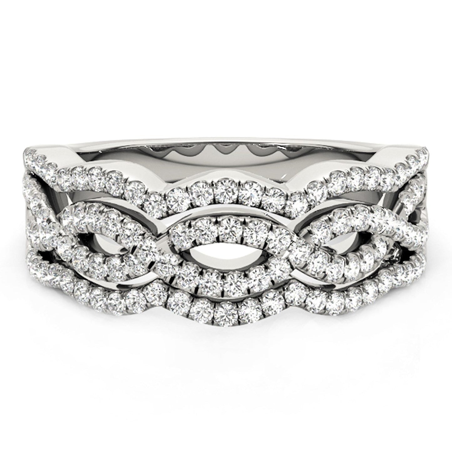 Anillo de oro blanco de 14k con cuatro curvas y diamantes (5/8 cttw)