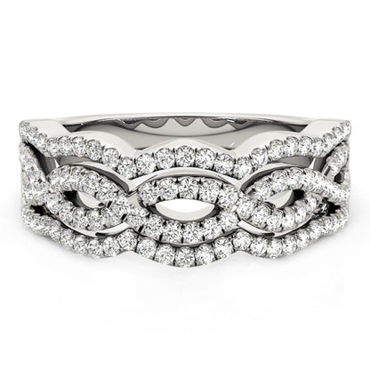Anillo de oro blanco de 14k con cuatro curvas y diamantes (5/8 cttw)