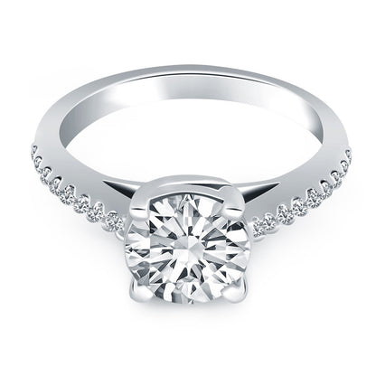 Anillo de compromiso de diamante de celosía de oro blanco de 14k