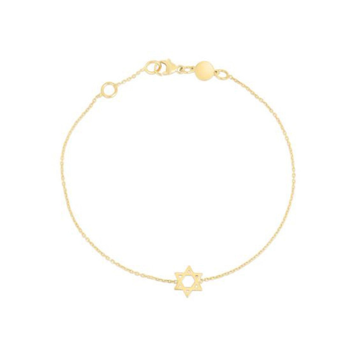 Pulsera de Oro Amarillo de 14k con Estrella de David