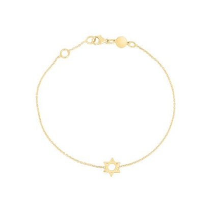 Pulsera de Oro Amarillo de 14k con Estrella de David