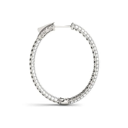 Pendientes de aro de tres hileras con diamantes de oro blanco de 14k de doble cara (2 ct. T.)