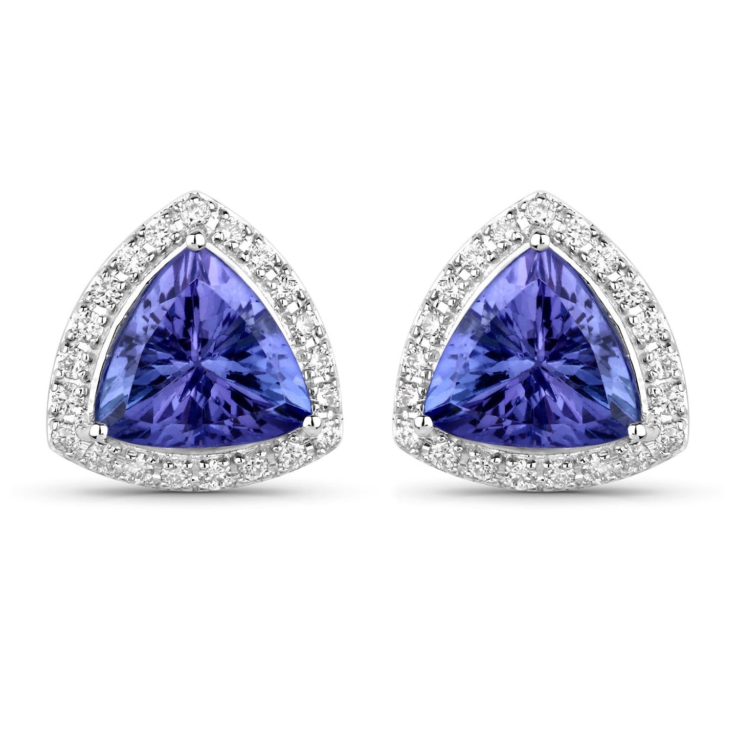 Pendientes de 3.82 quilates de tanzanita genuina y diamante blanco en oro blanco de 14K
