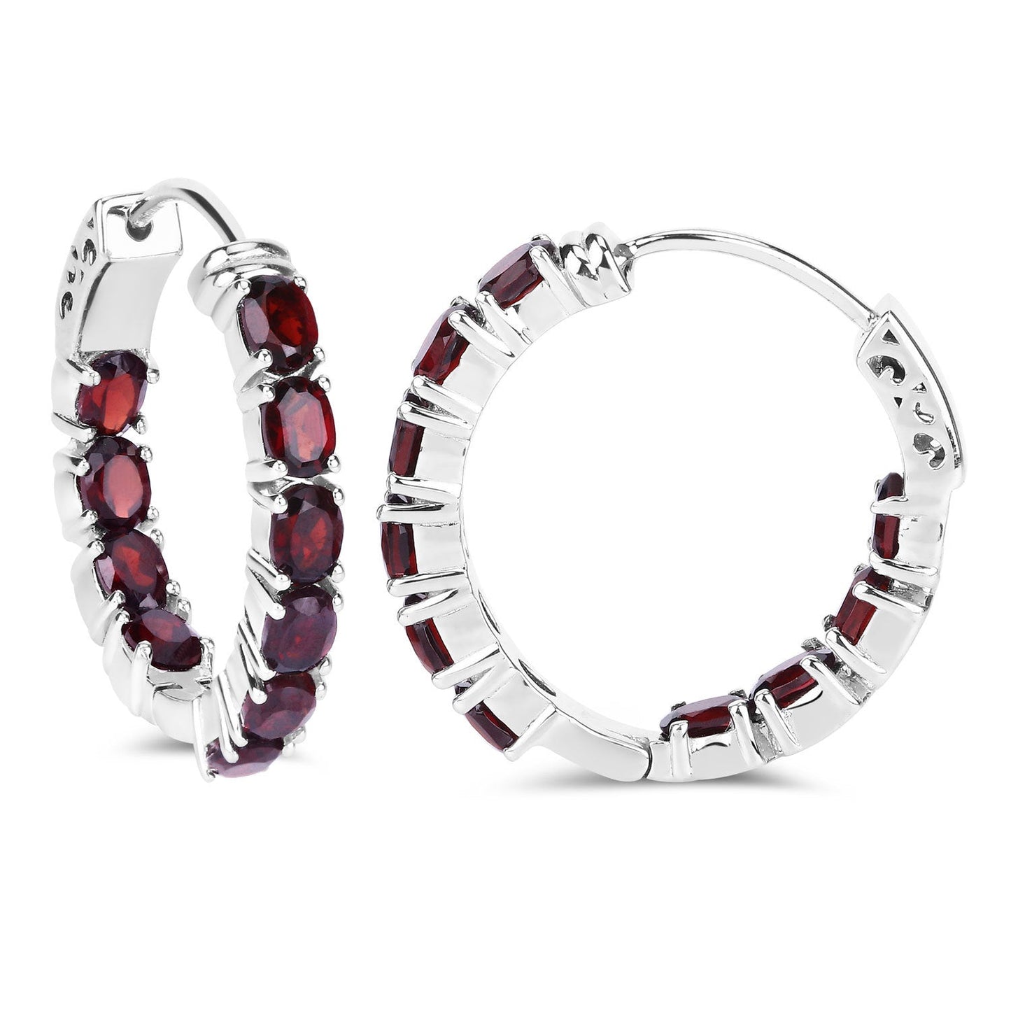 Pendientes de plata de ley .925 con granate auténtico de 4.00 quilates