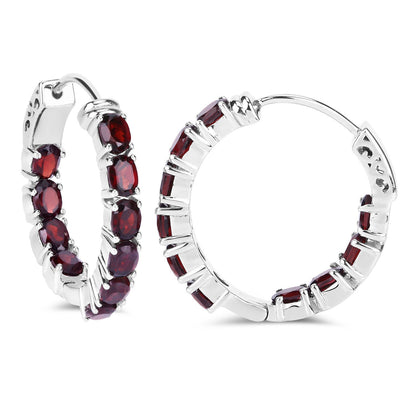 Pendientes de plata de ley .925 con granate auténtico de 4.00 quilates
