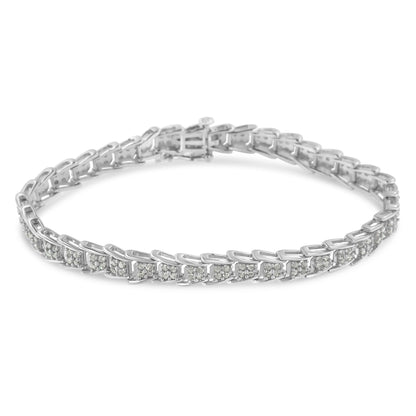 Pulsera de tenis de eslabones en forma de abanico de oro blanco de 10k con diamantes de 2 ct (claridad I-J, color I3) - Tamaño 7.25"