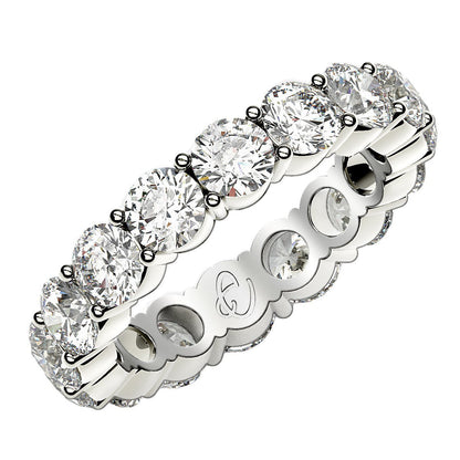 Anillo de eternidad de diamantes redondos cultivados en laboratorio de oro blanco de 14k (4 ct de peso total FG/VS2)