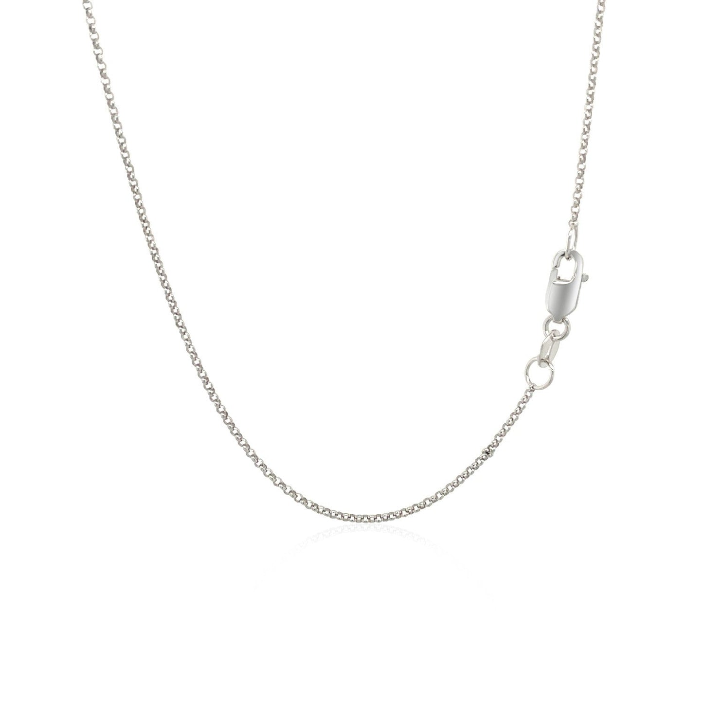 Cadena Rolo con corte de diamante de oro blanco de 14k y 1.1mm