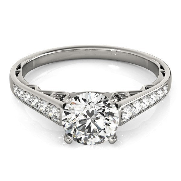Anillo de Compromiso con Diamantes en Diseño Catedral de Oro Blanco de 14k (1 1/4 TCW)