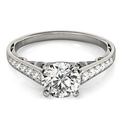 Anillo de Compromiso con Diamantes en Diseño Catedral de Oro Blanco de 14k (1 1/4 TCW)